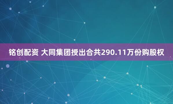 铭创配资 大同集团授出合共290.11万份购股权