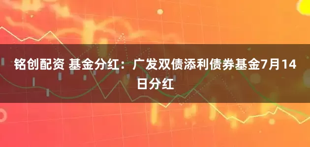 铭创配资 基金分红：广发双债添利债券基金7月14日分红